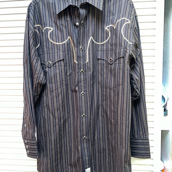 Vintage Panhandle Slim Mens Western Dress Shirt Snap buttons Size Small - Picture 12 of 13